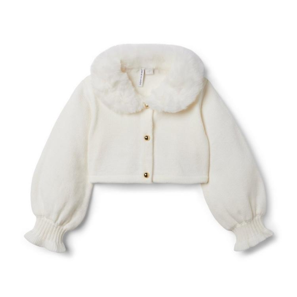 Janie and Jack faux fur cropped cardigan 18-24m
